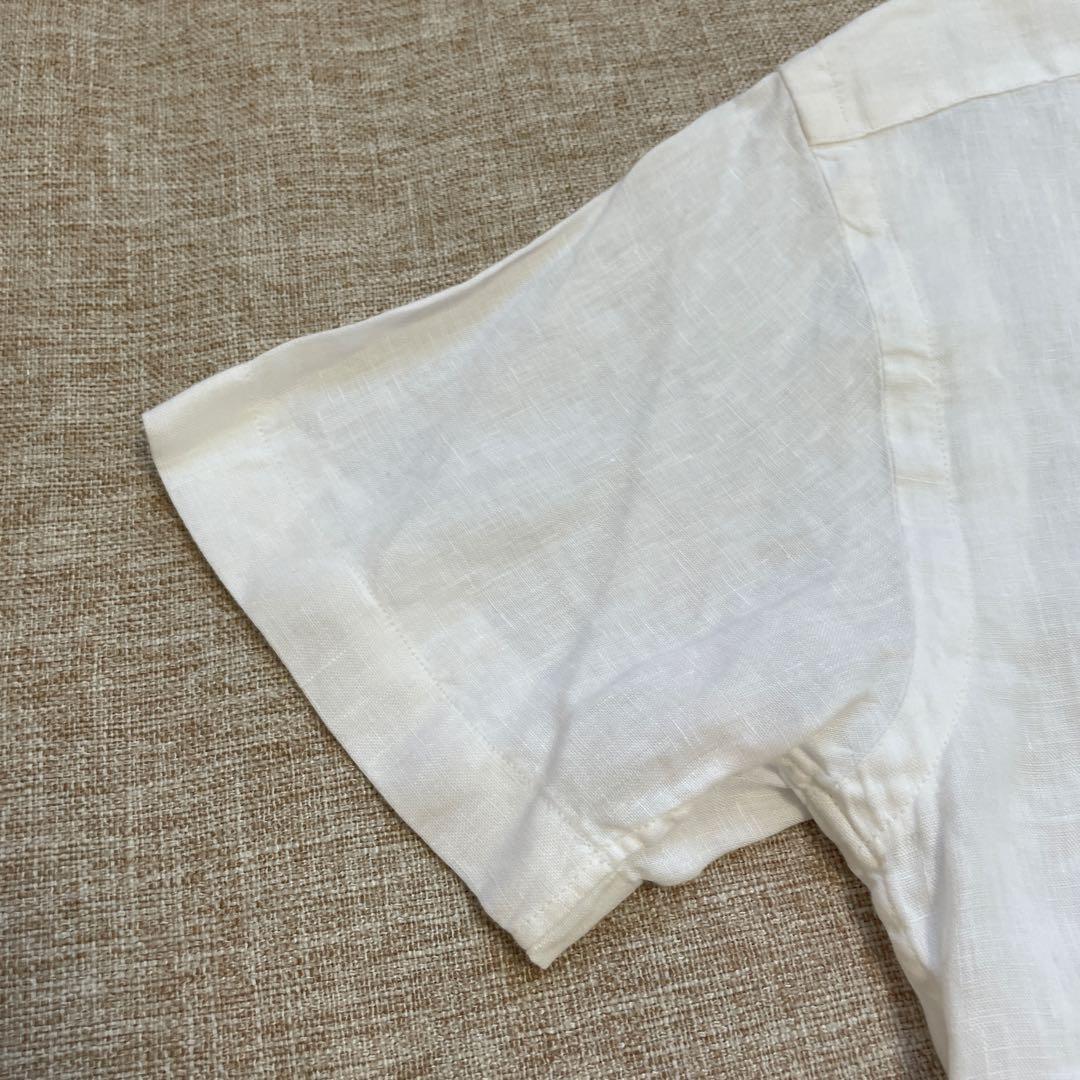 ラルフローレン レディース ホワイト ポニー刺繍 半袖 リネンシャツ XSサイズ