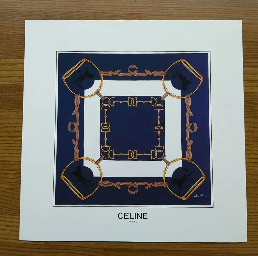 CELINE★シルクスカーフ★ネイビー★ホワイト
