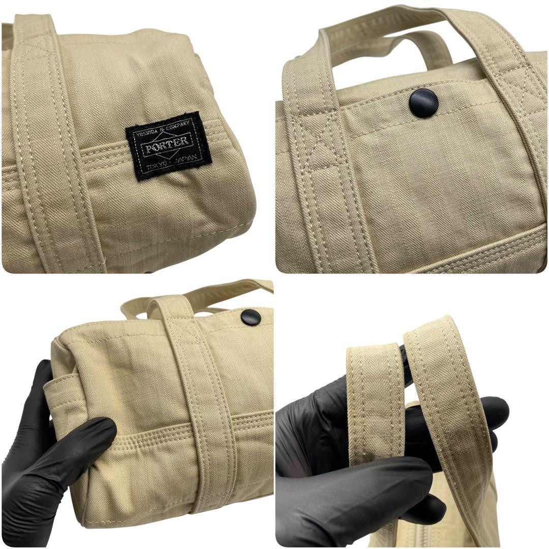 極美品　PORTER ポーター　ミニボストンバッグ　サニー　ベージュ　キャンバス