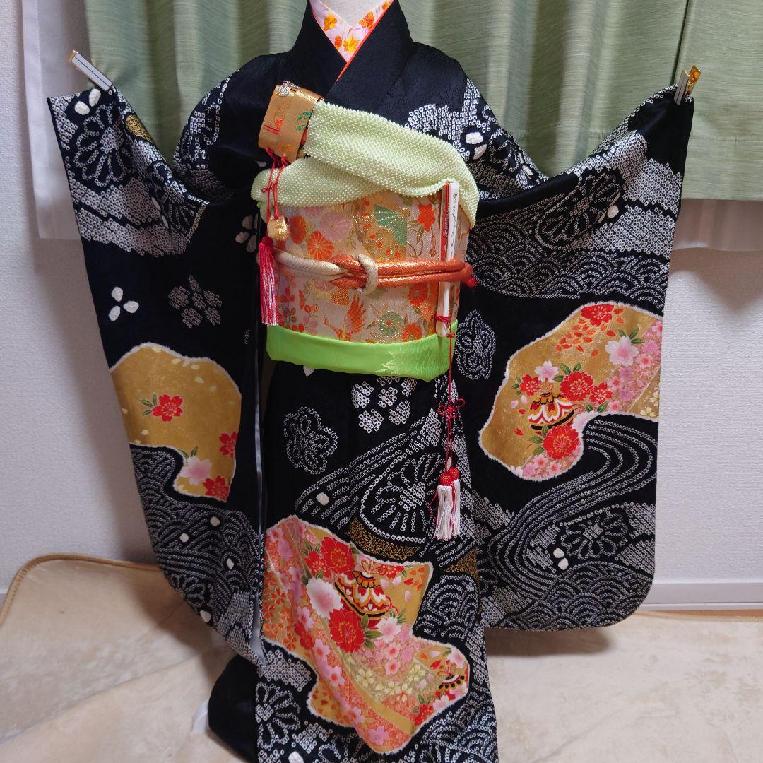 7sb2 疋田絞り　希少品　厳選正絹　七五三　女の子　7歳着物セット