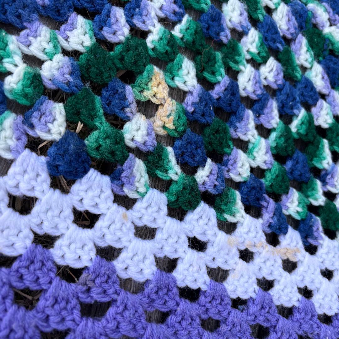 【USA vintage】グラニースクエア ブランケット ベッドカバー ラグ