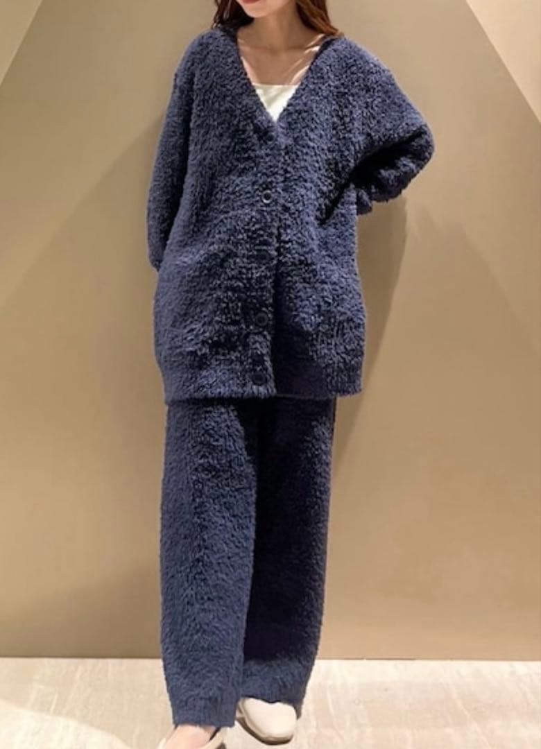 新品♡ ジェラートピケ♡ベーシックカーディガン＆ロングパンツセット　ネイビー