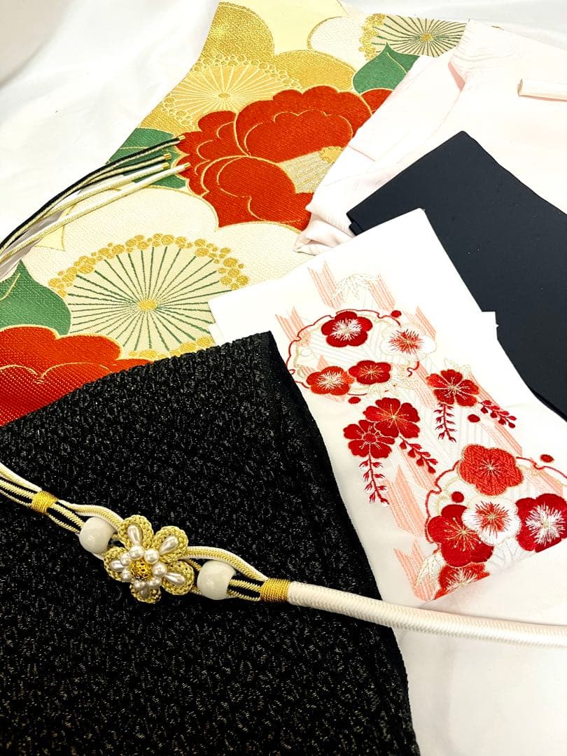 【美おり】FR52157 振袖 正絹 振袖フルセット 7点セット 成人式 赤✖️黒