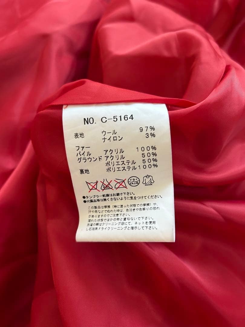 アンジェリックプリティ　赤 ファー付きリボンAラインコート　金ボタン　ロリータ