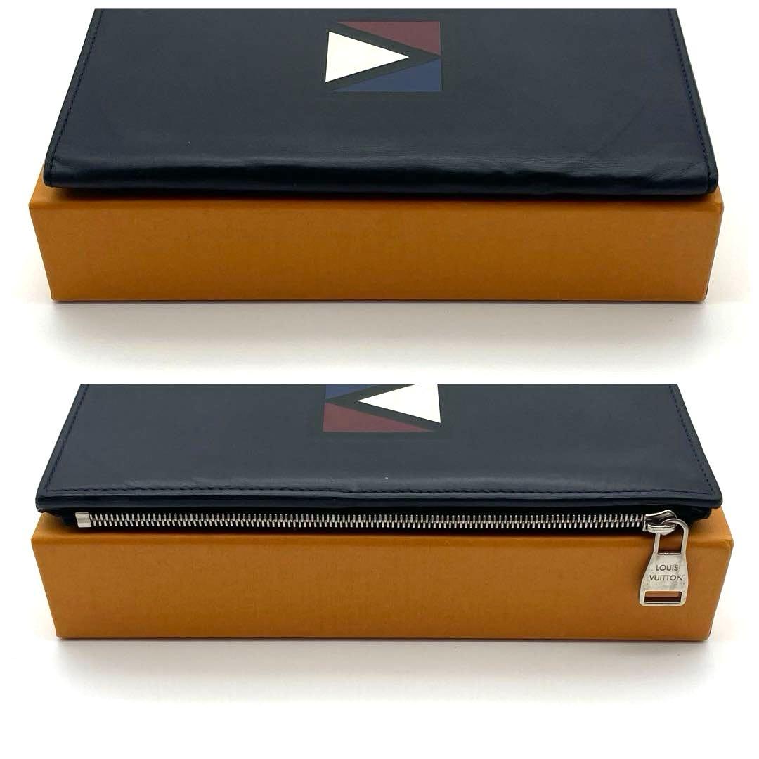 ルイ ヴィトン 二つ折り財布 M61251 Vライン レザー ネイビー 長財布