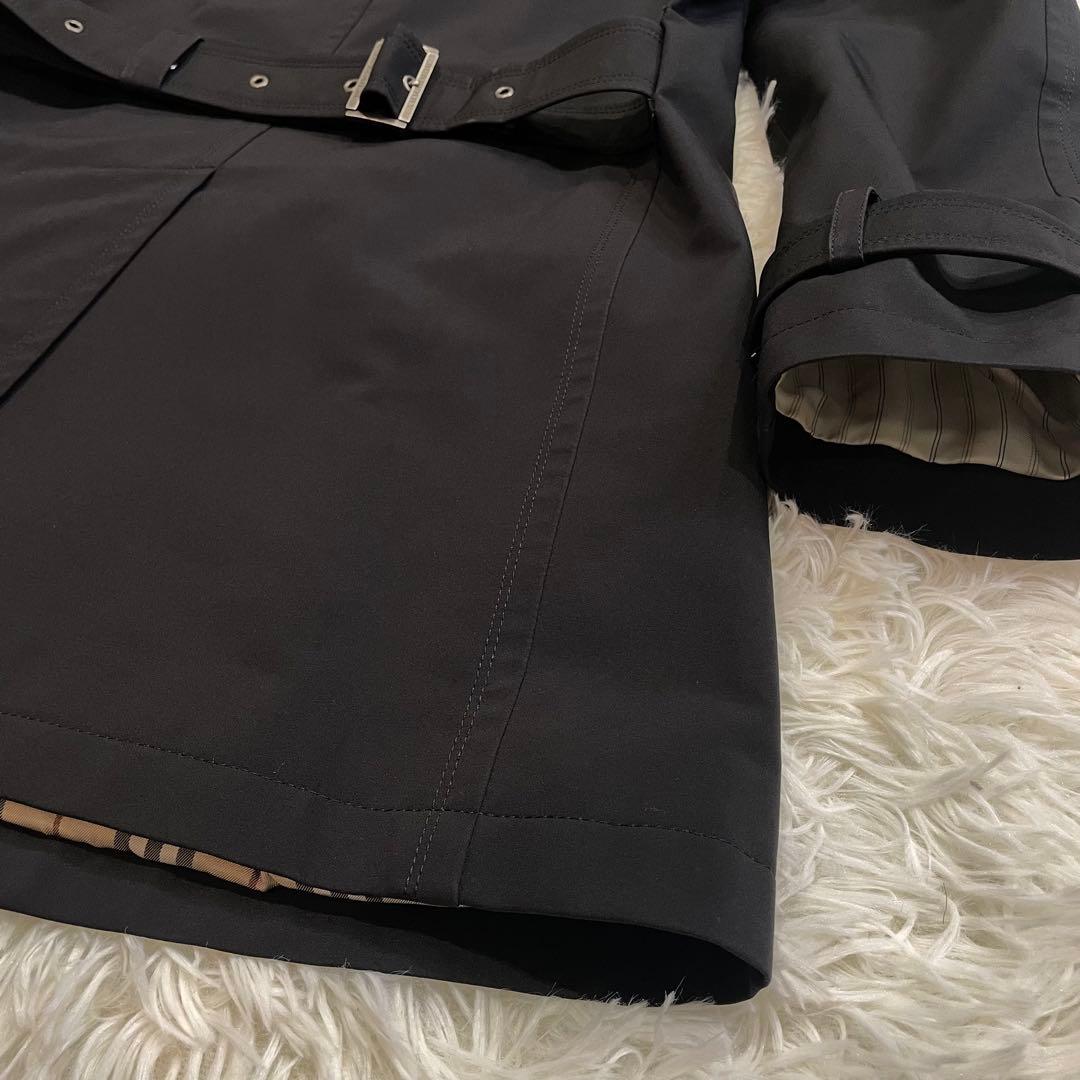 美品 BURBERRY ブラックレーベル ノバチェック トレンチコート ブラック