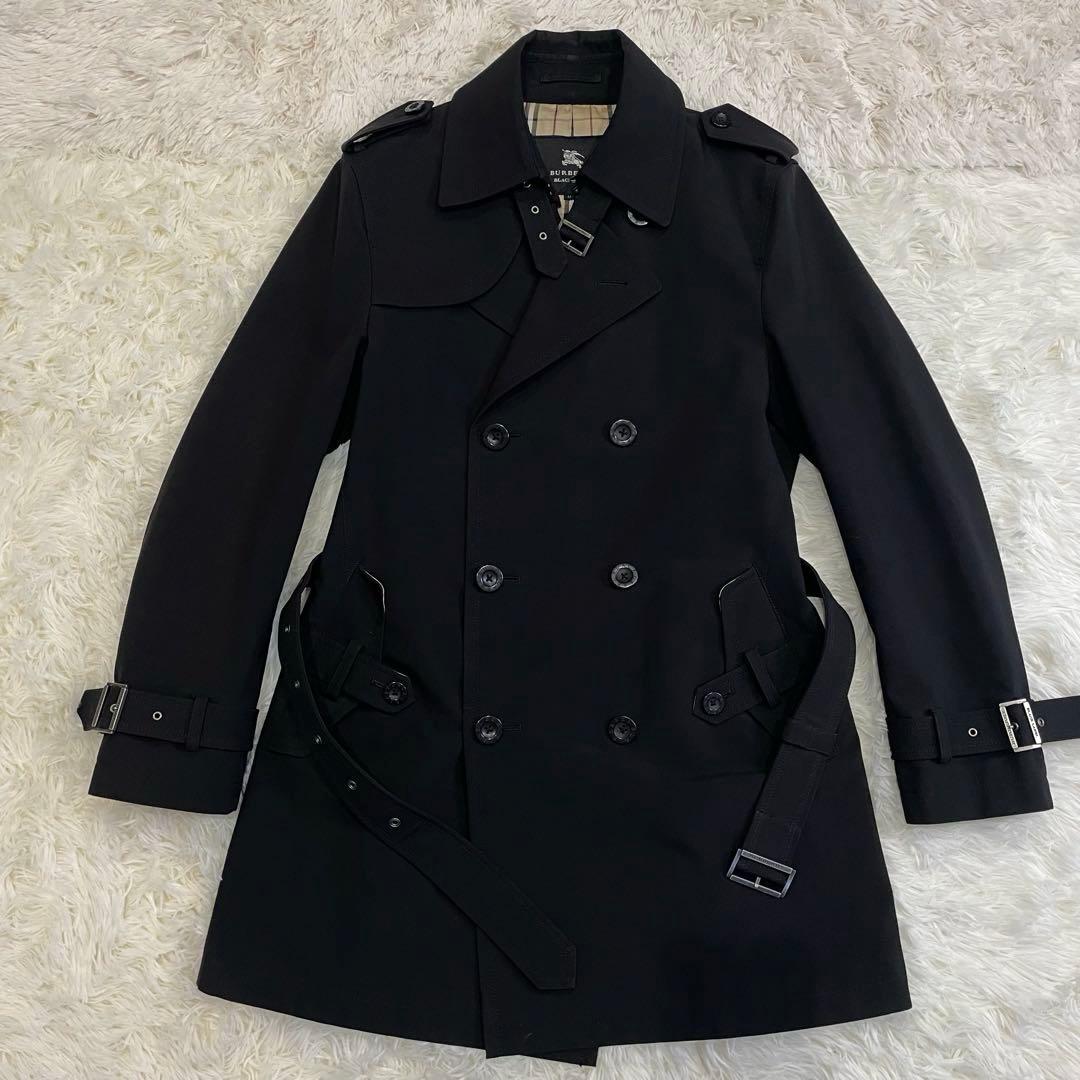 美品 BURBERRY ブラックレーベル ノバチェック トレンチコート ブラック