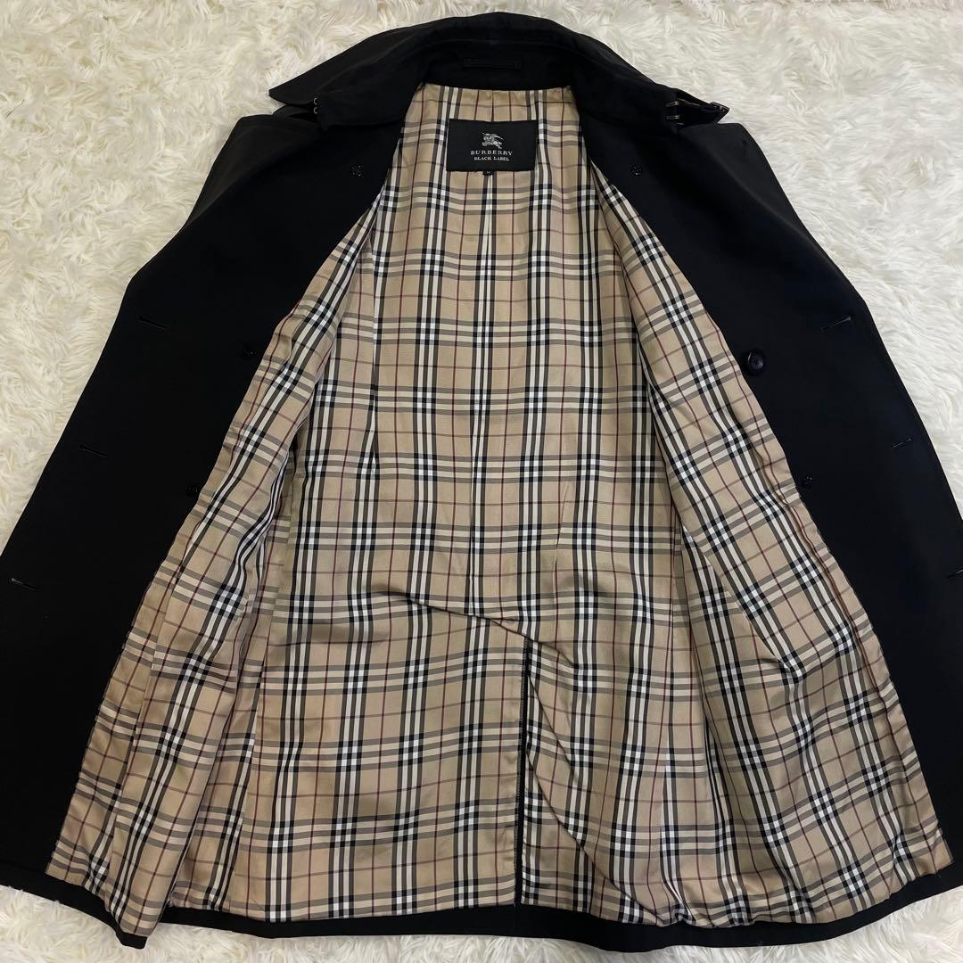 美品 BURBERRY ブラックレーベル ノバチェック トレンチコート ブラック