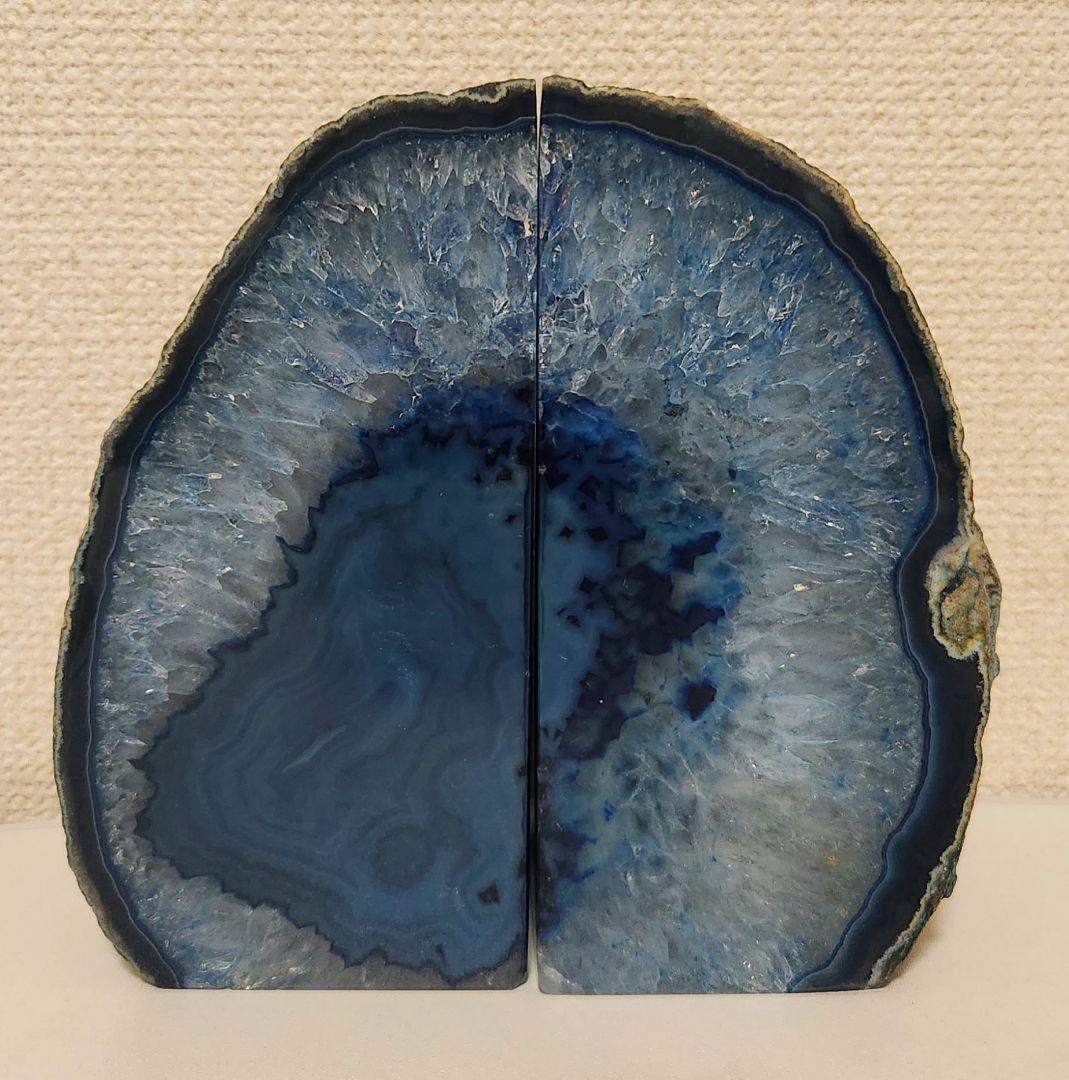 ブルーメノウ 原石 アゲート ジオード ドーム ブックエンド
