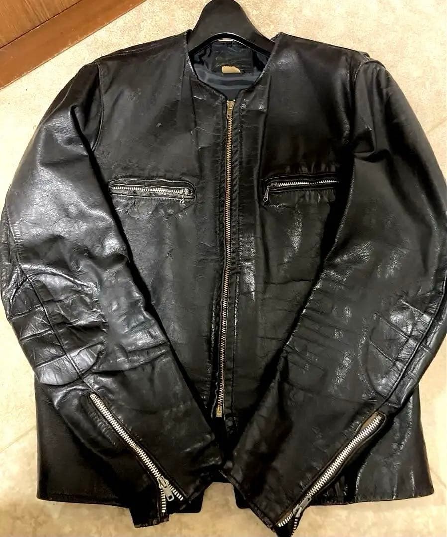 60s70s vintage Brooks Leather 黒レザージャケット