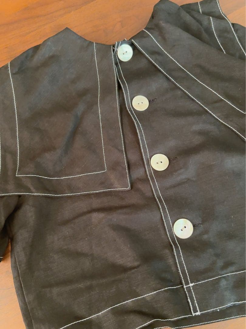 小谷実由着用 OSHIMA REI Big Collar Blouseブラック