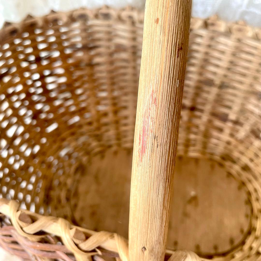 アンティークパニエ　ハンドル付き籠　フランスアンティーク　かごカゴ　赤ずきん