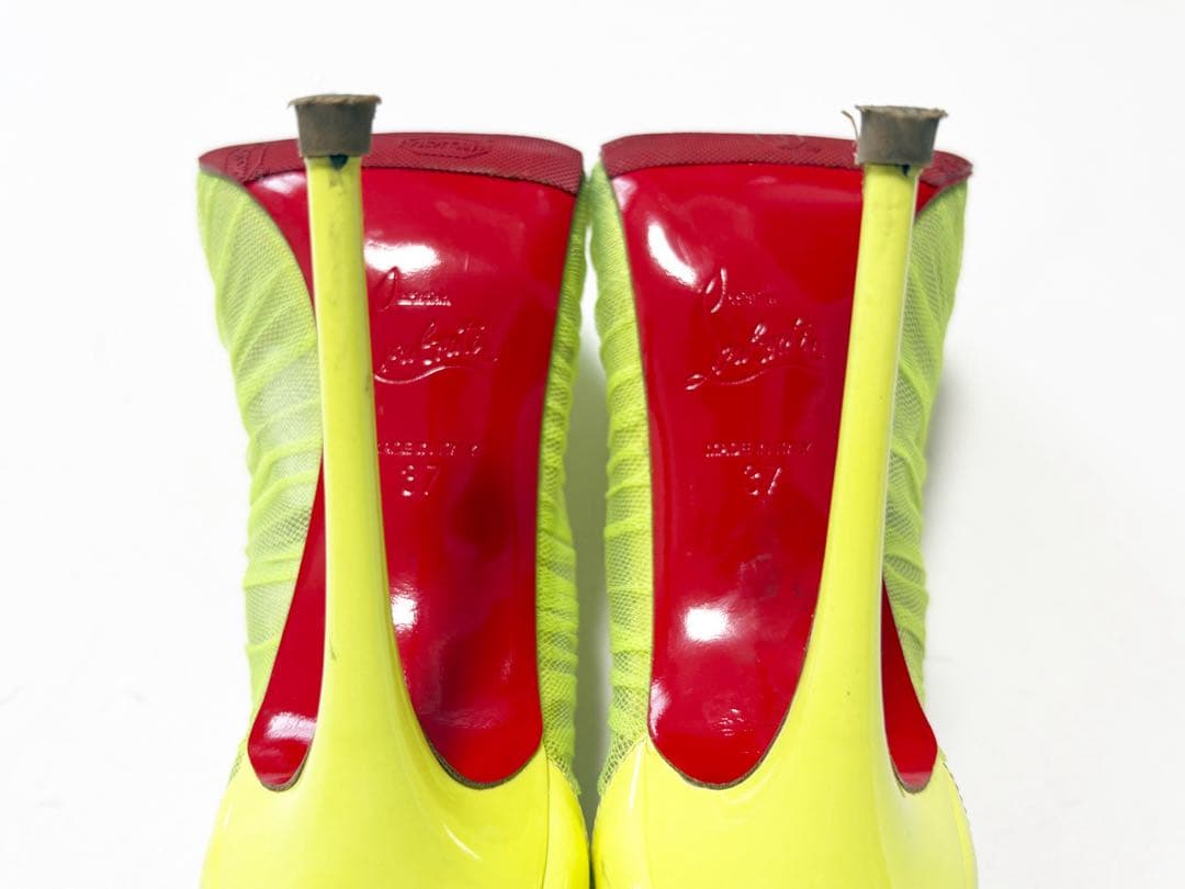 クリスチャン　ルブタン　ヒール パンプス　黄色　37 レース　24cm前後