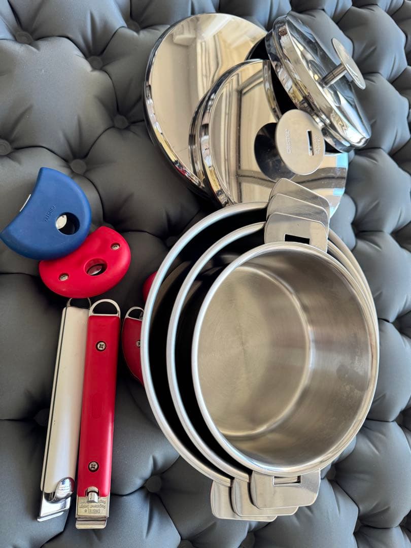 CRISTEL クリステル 鍋 16、18、20cm 3点ハンドルグリップ各2個