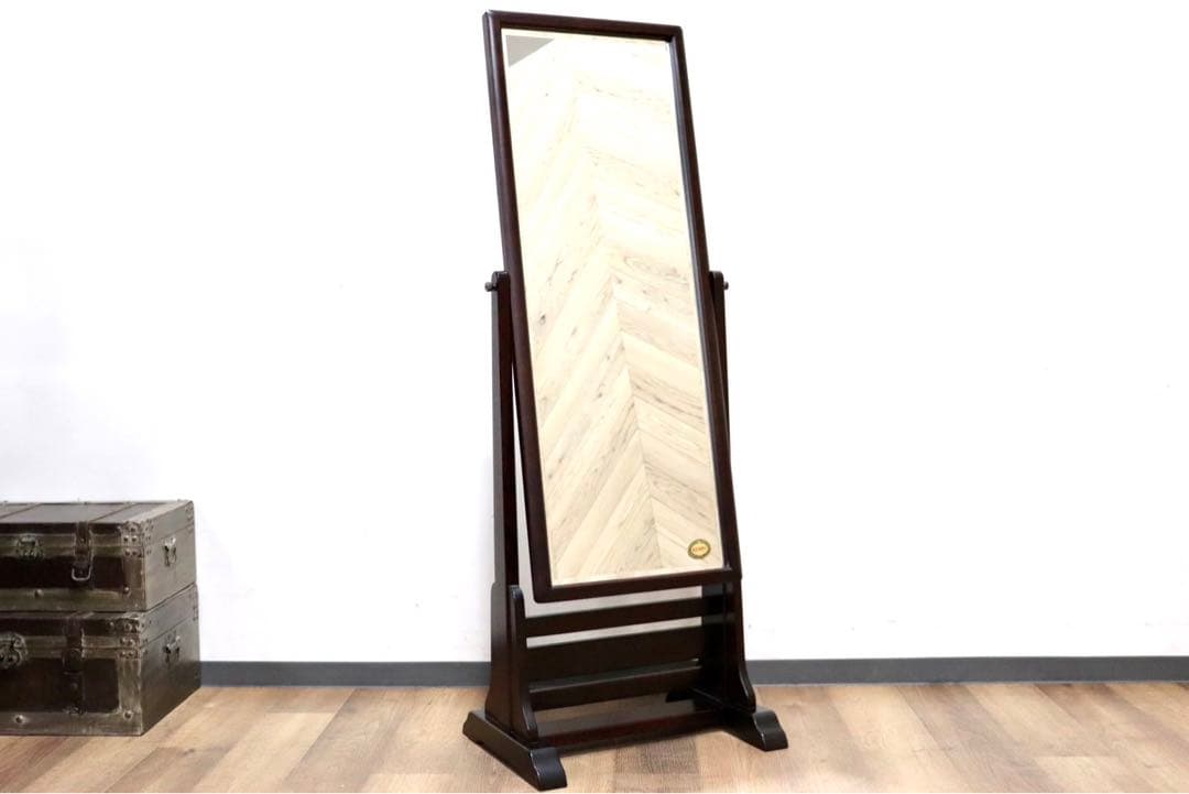 GMHS214○北海道民芸家具 ミラー 鏡 姿見 全身鏡 樺材 無垢材 和家具