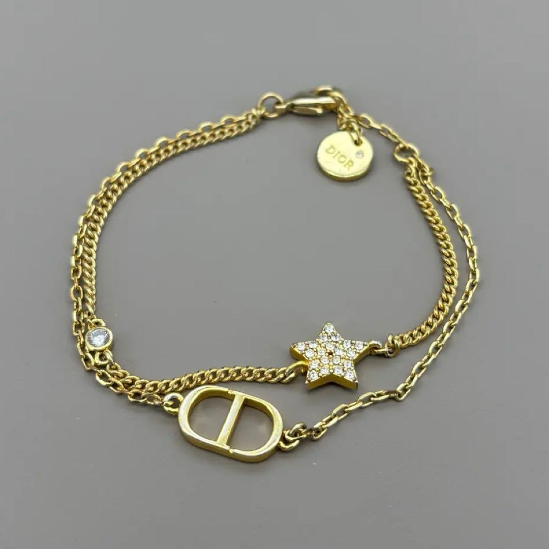 ディオール CDロゴ ダブルブレスレット ゴールド スター ラインストーン
