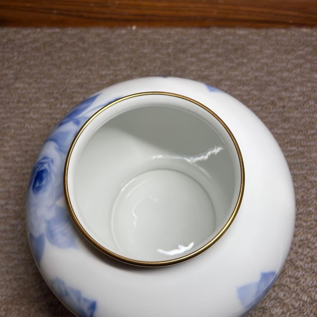 【未使用】大倉陶園 花瓶 ブルーローズ 20cmフラワーベース