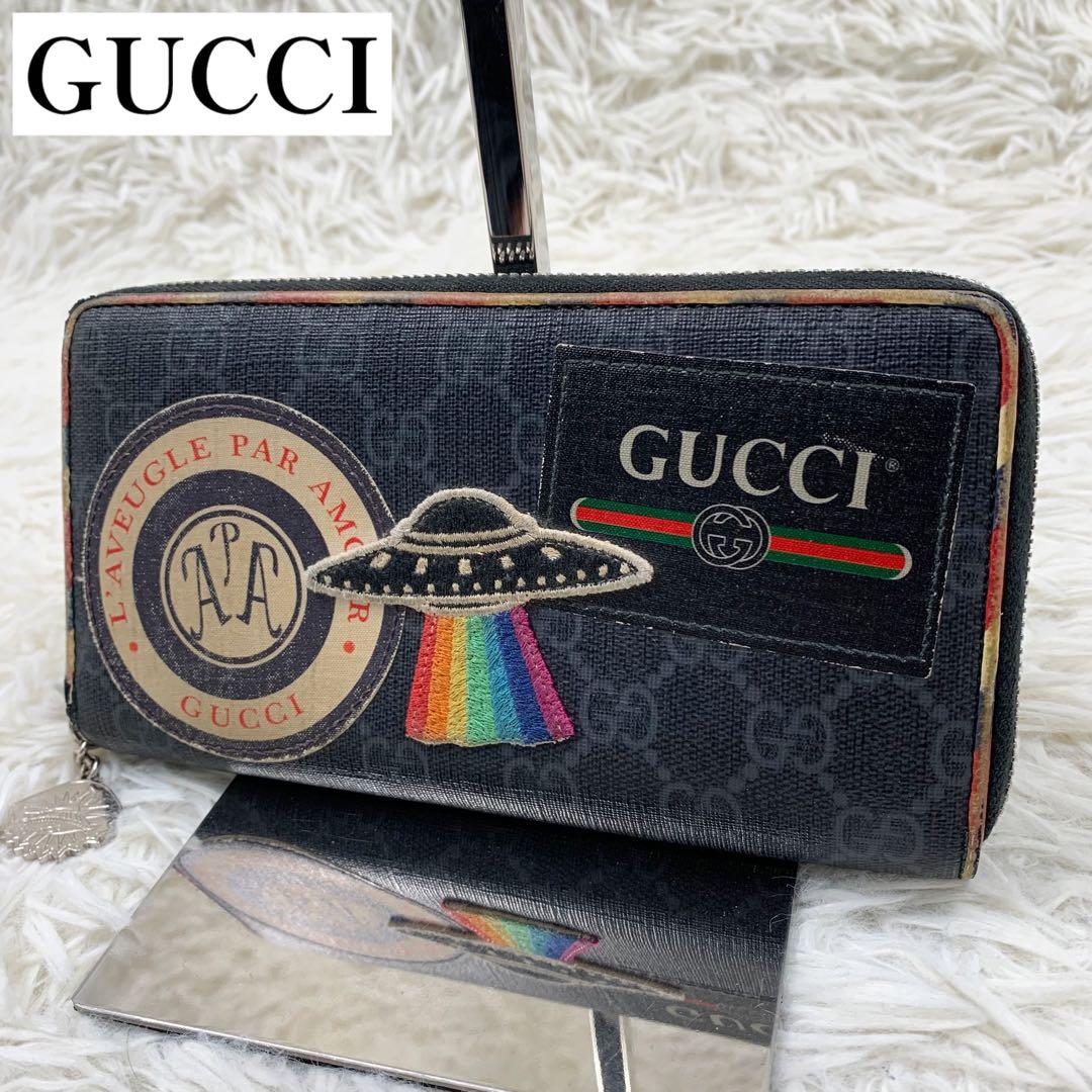 【✨希少✨】グッチ ナイト クーリエ ラウンドジップウォレット 長財布 ブラック