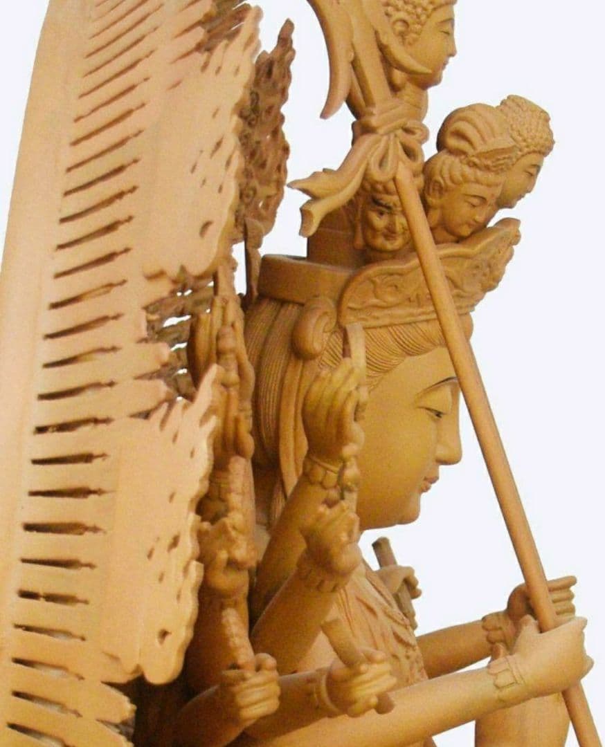 木彫り 仏像 千手観音 置物 お寺 祭祀 木 極品 香樟木