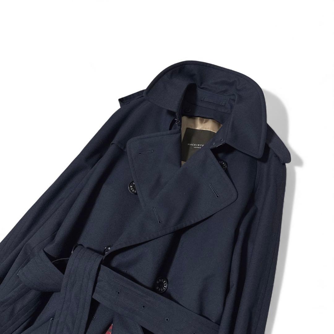 極美品✨️マッキントッシュロンドンウールギャバトレンチコート　ウールライナー　紺