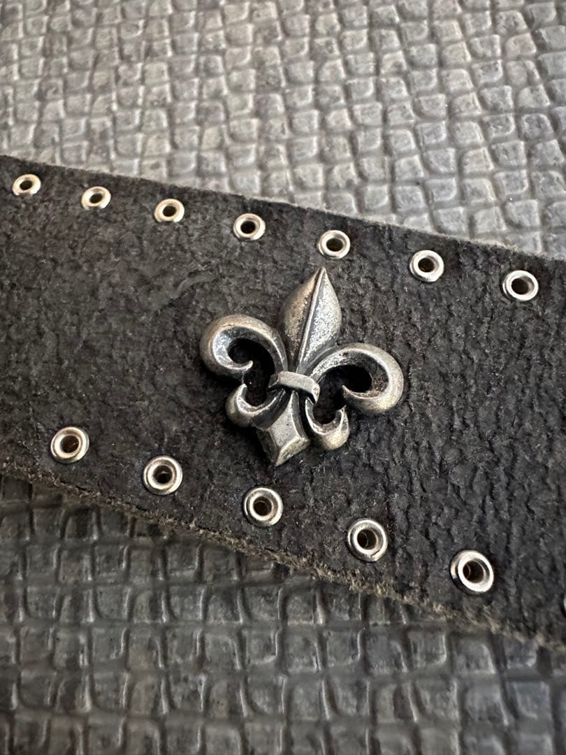 小物 cross design real leather studs belt