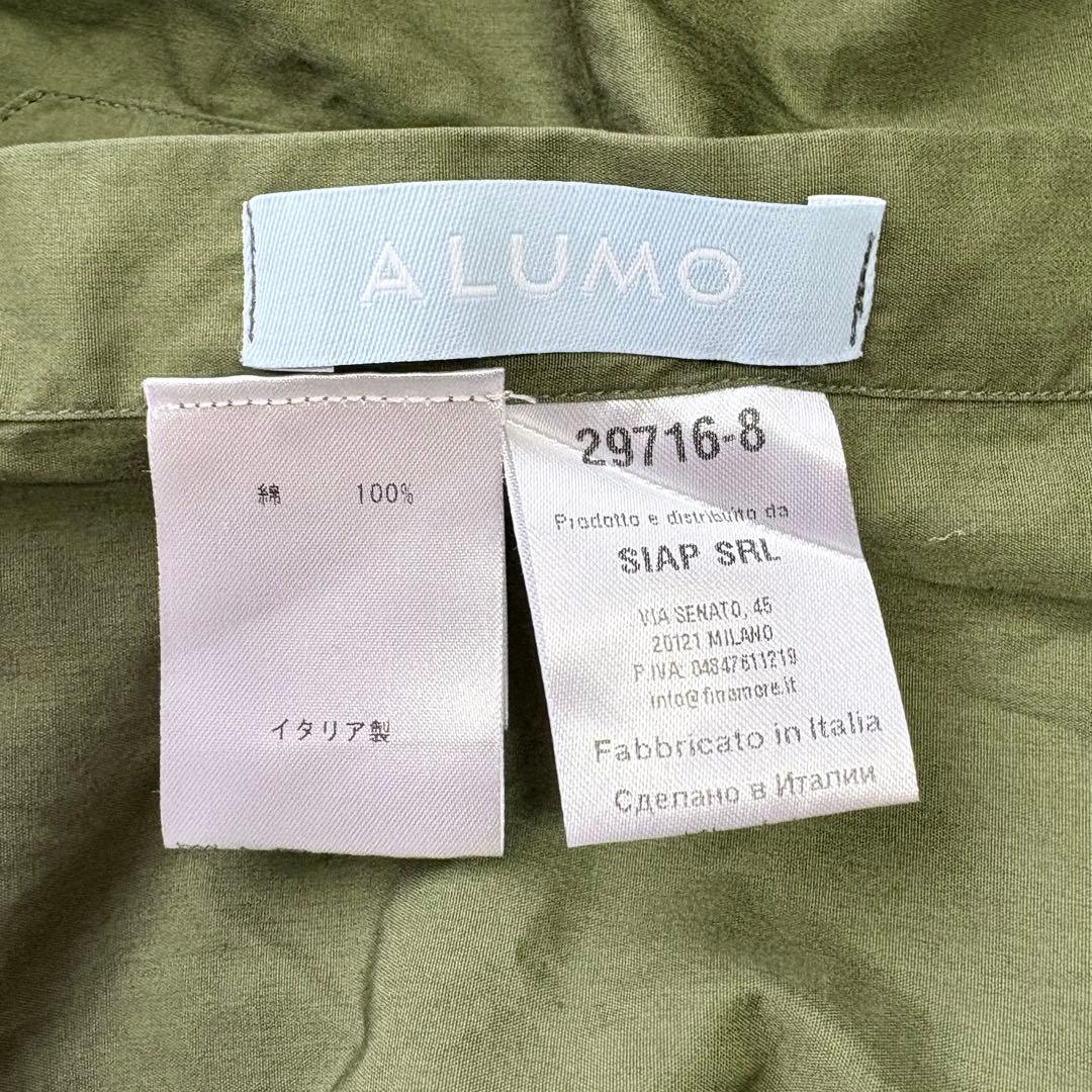 タグ付き未使用✨Finamore ホリゾンタルカラーシャツ コットン オリーブS