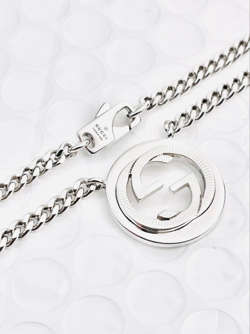【超美品】GUCCI WGロゴ ネックレス 男女兼用 SV925 2.5ミリ