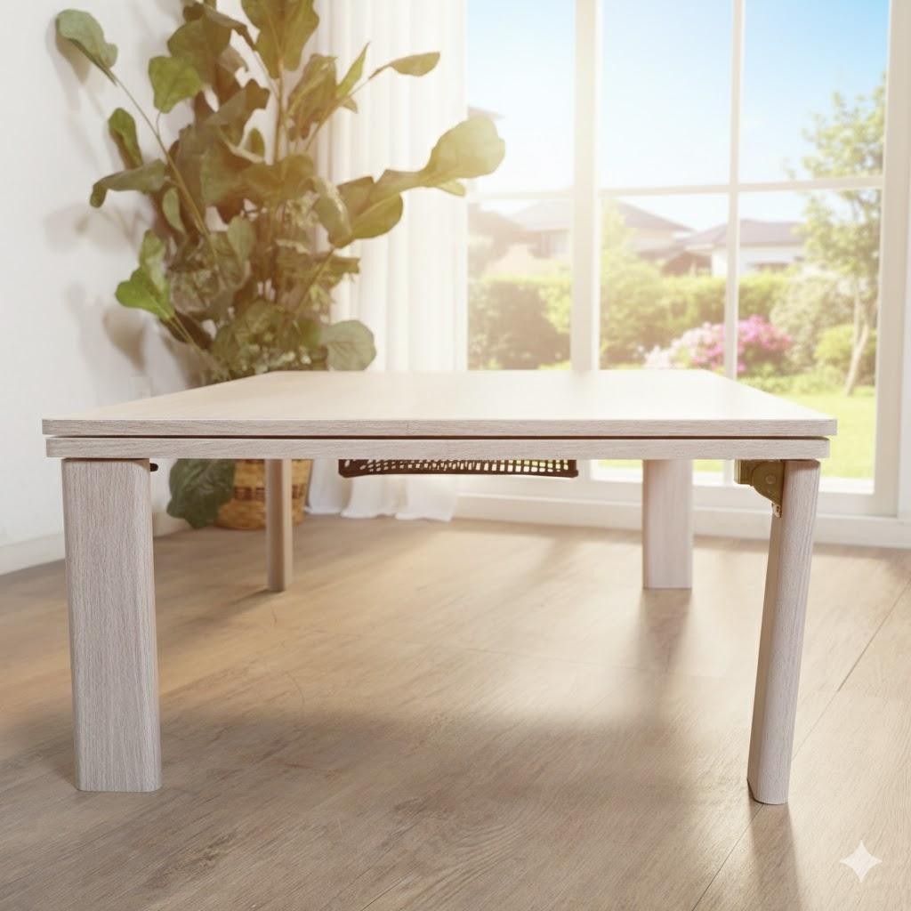 暮らしに寄り添う、リバーシブル折れ脚こたつテーブル（105×75cm）