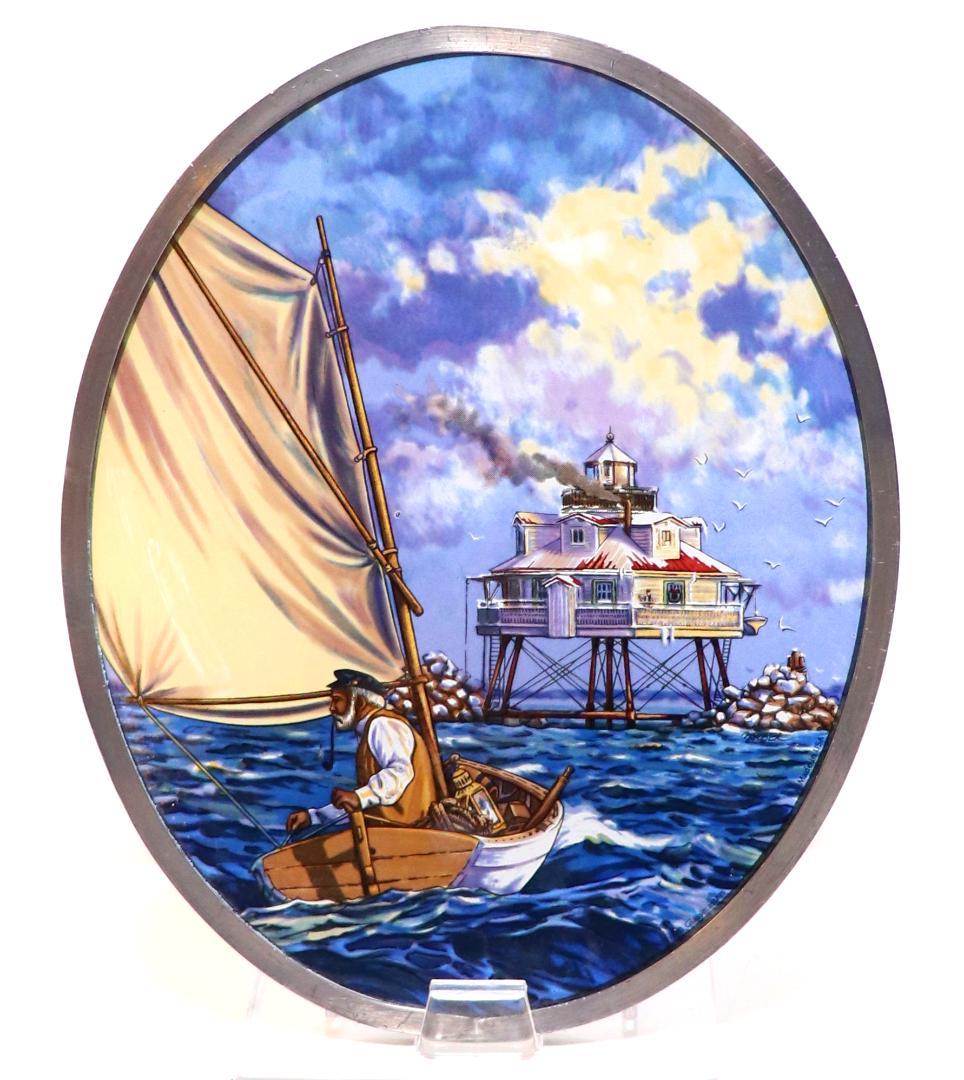 アーネスト・ヘミングウェイ ヴィンテージ ステンドグラス 老人と海 小説 レア