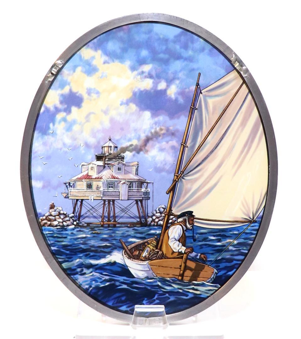 アーネスト・ヘミングウェイ ヴィンテージ ステンドグラス 老人と海 小説 レア