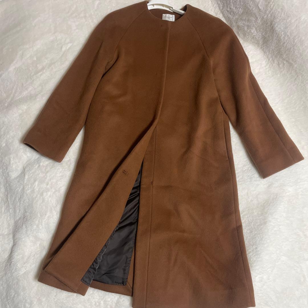 デミルクスビームス 4,6万円ショートビーバー ノーカラー　ロングコート　ウール