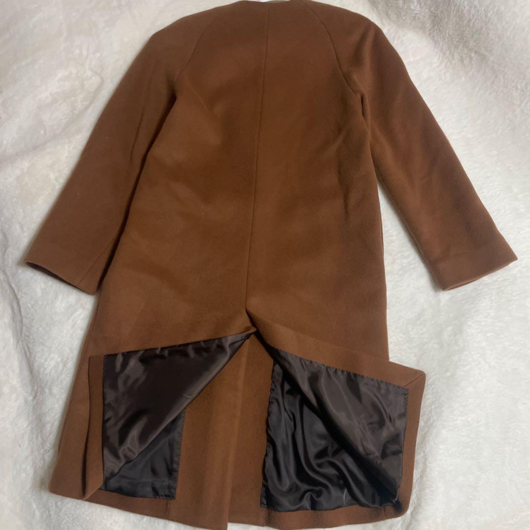 デミルクスビームス 4,6万円ショートビーバー ノーカラー　ロングコート　ウール