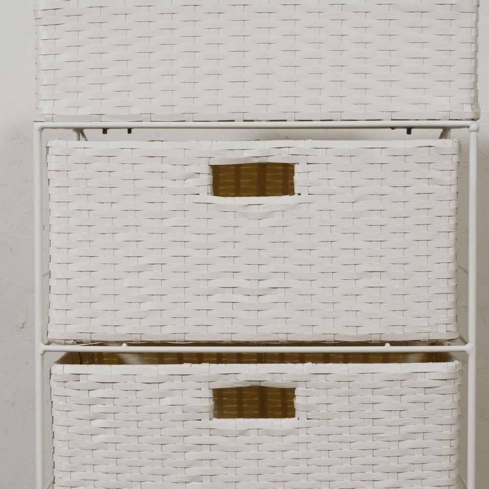 【新品】ランドリーチェスト ホワイト　4段（5杯）キャスター付