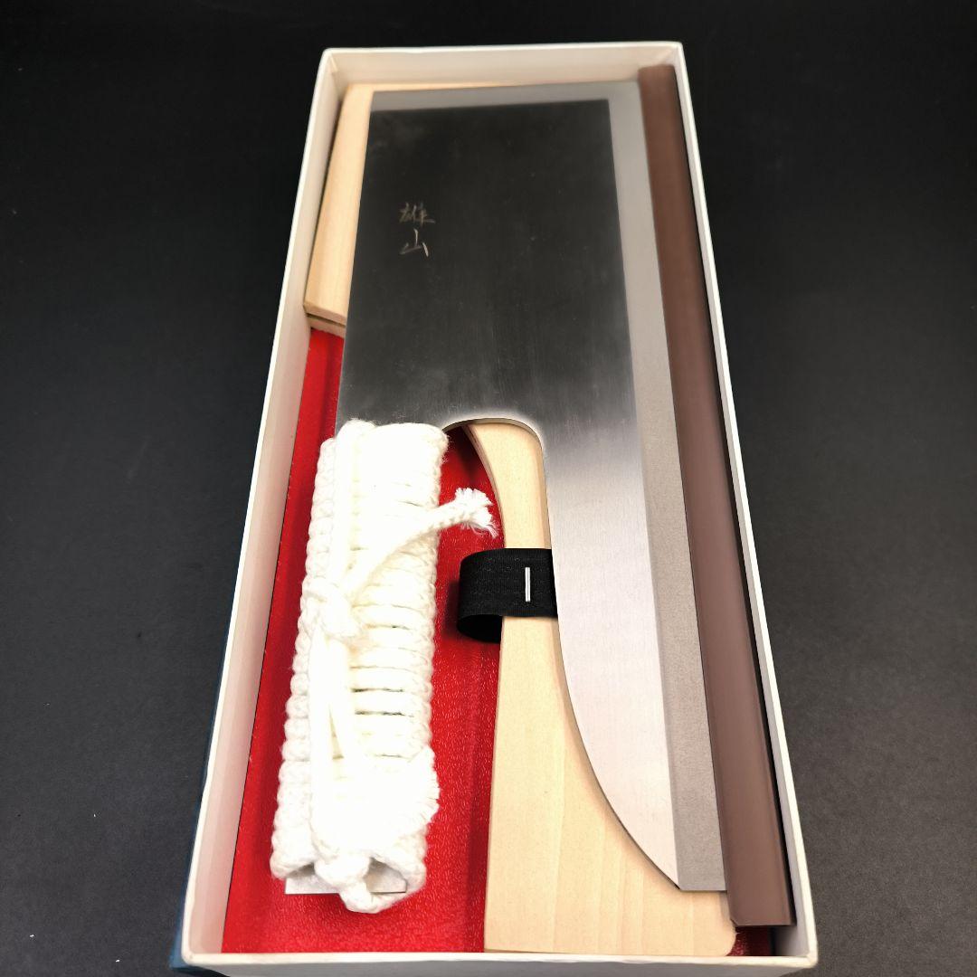 そば・麺切り包丁 雄山 ステンレス30cm 紐巻 専用木箱【新品未使用】