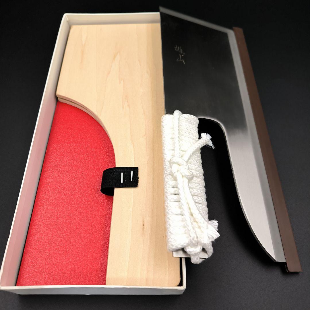そば・麺切り包丁 雄山 ステンレス30cm 紐巻 専用木箱【新品未使用】