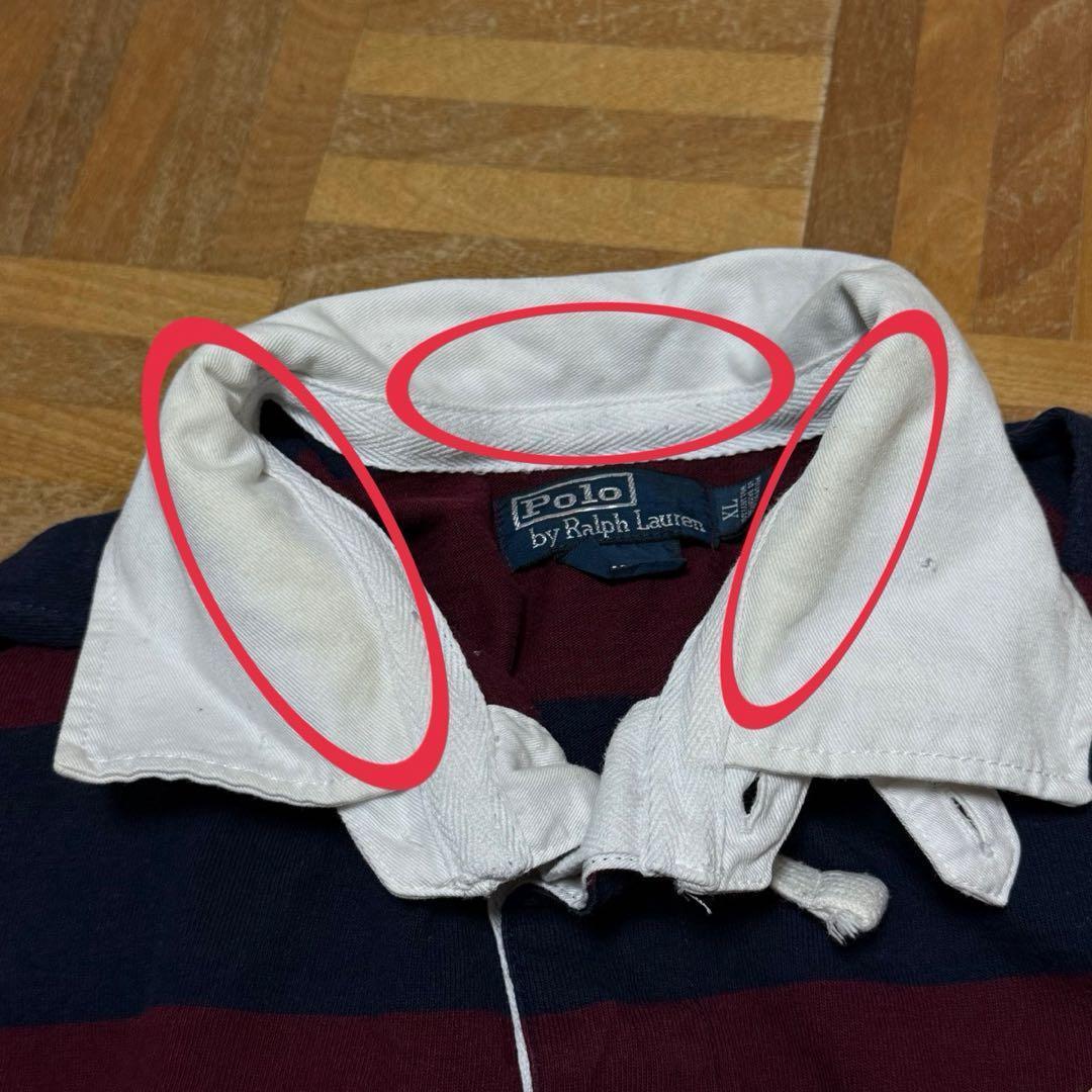 POLO Ralph Lauren ボーダーフード付 ラガーシャツ S87b