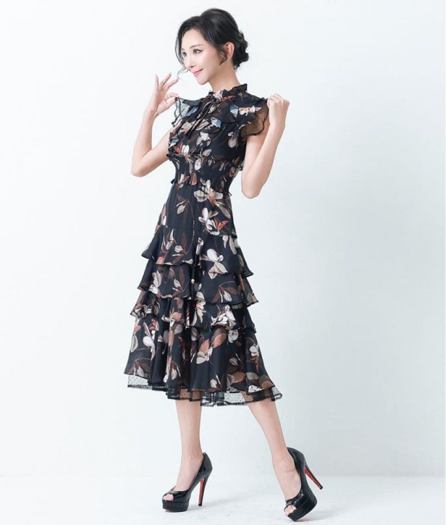 ERUKEI フラワープリント フリルドレス最終値下げ