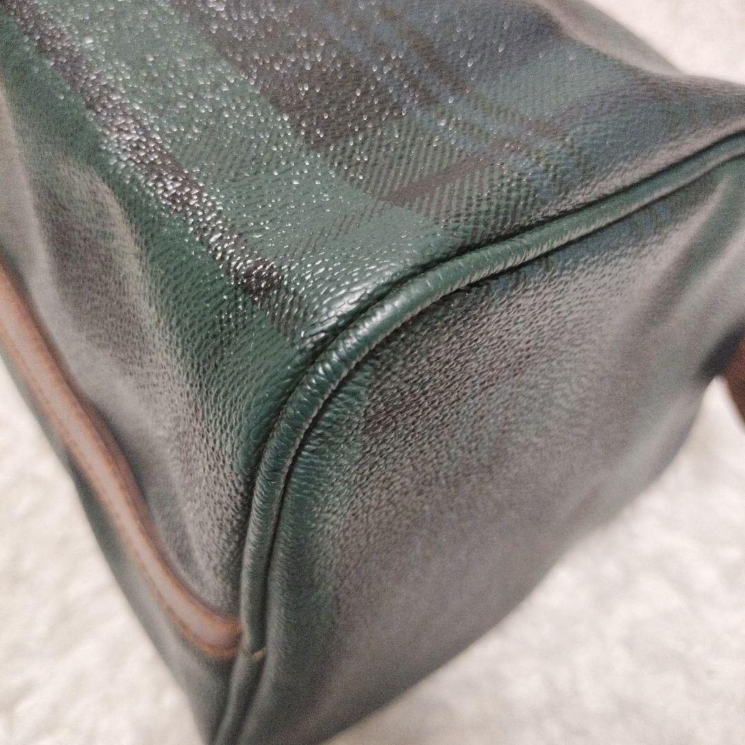 美品 POLO ポロラルフローレン チェック柄バッグ PVC xレザー