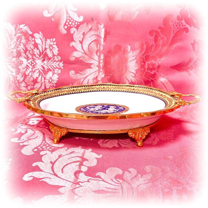 天使 エンジェル アンティーク 金縁 プレート オードブル 皿 猫脚 ロココ