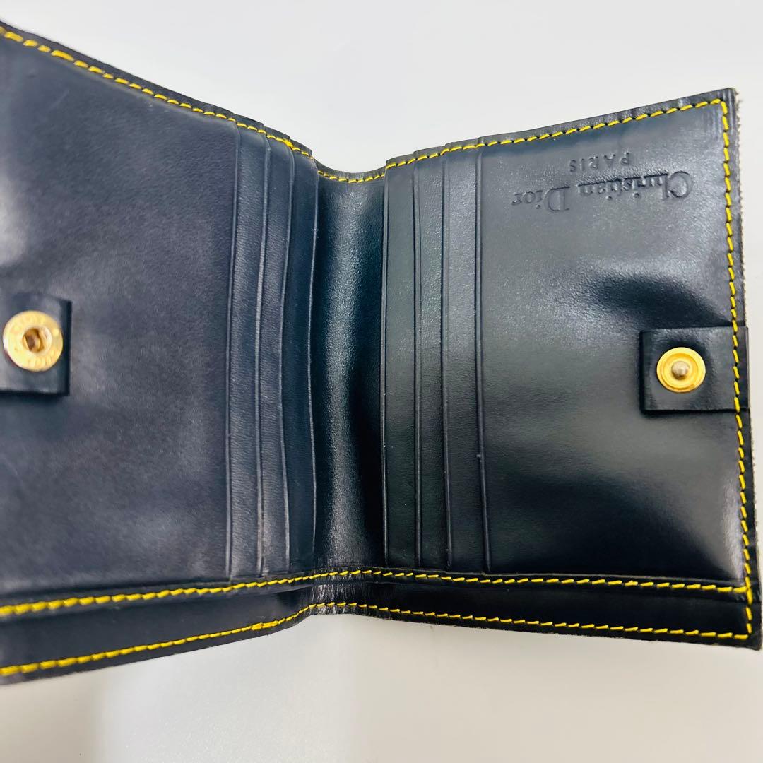 クリスチャンディオール 二つ折り財布 トロッター柄 サドル D金具 キャンバス