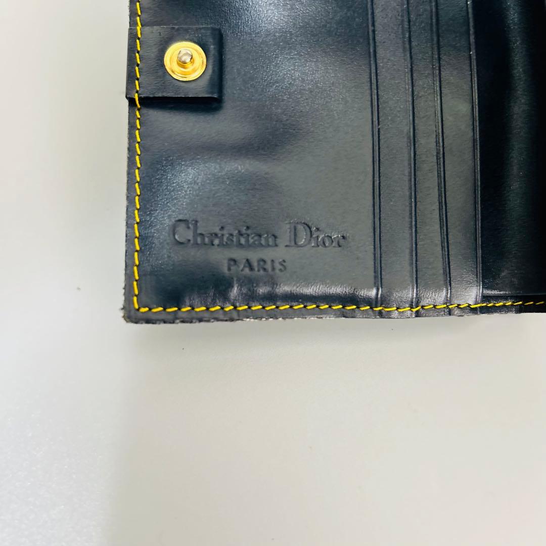 クリスチャンディオール 二つ折り財布 トロッター柄 サドル D金具 キャンバス