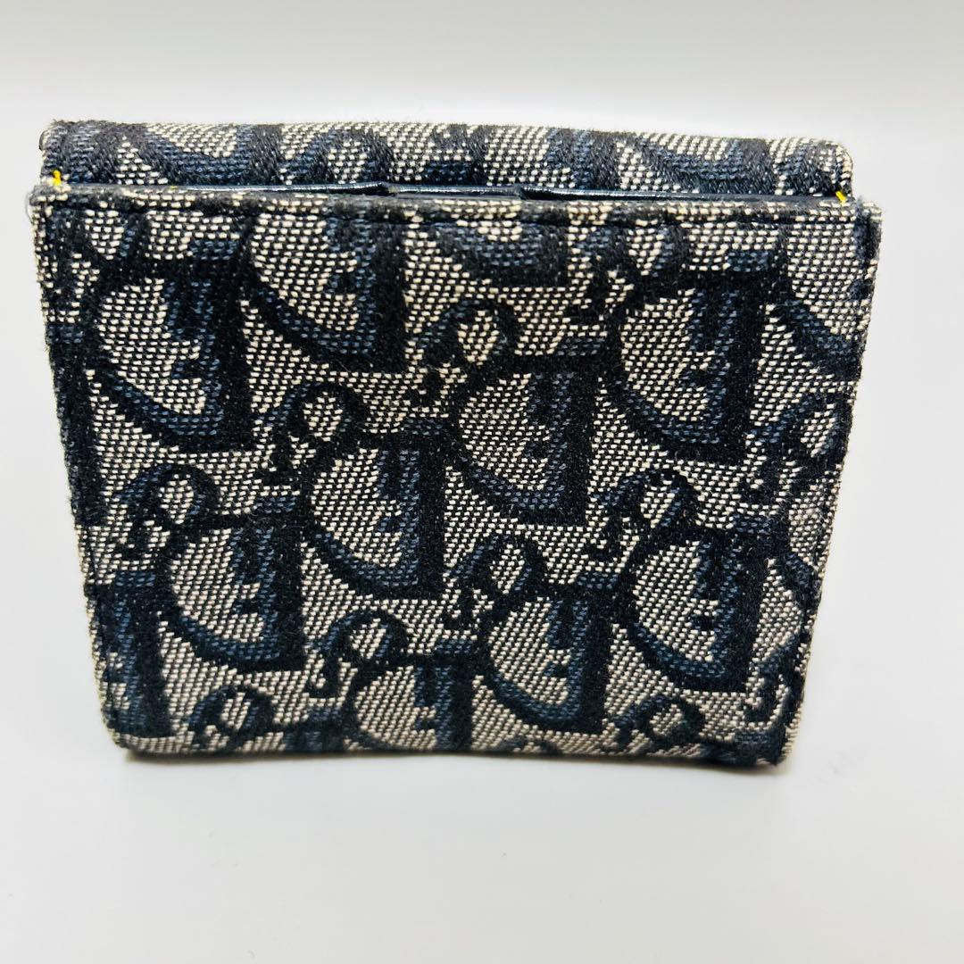 クリスチャンディオール 二つ折り財布 トロッター柄 サドル D金具 キャンバス