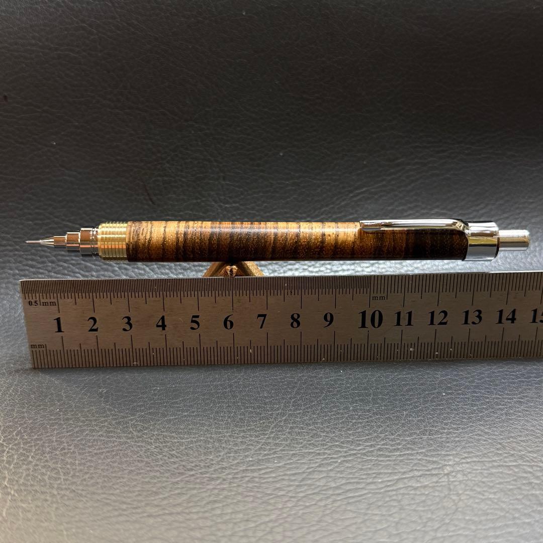 218ゼブラウッド横目透明スタビ　木製シャーペン　超低重心溝付き　真鍮