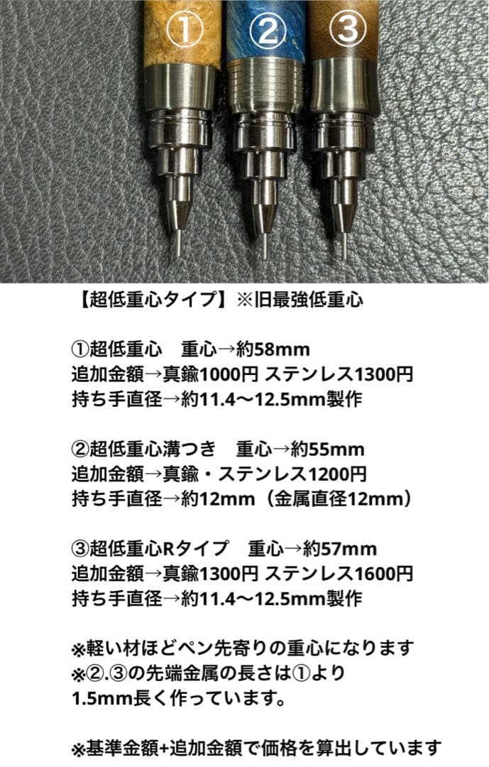 218ゼブラウッド横目透明スタビ　木製シャーペン　超低重心溝付き　真鍮