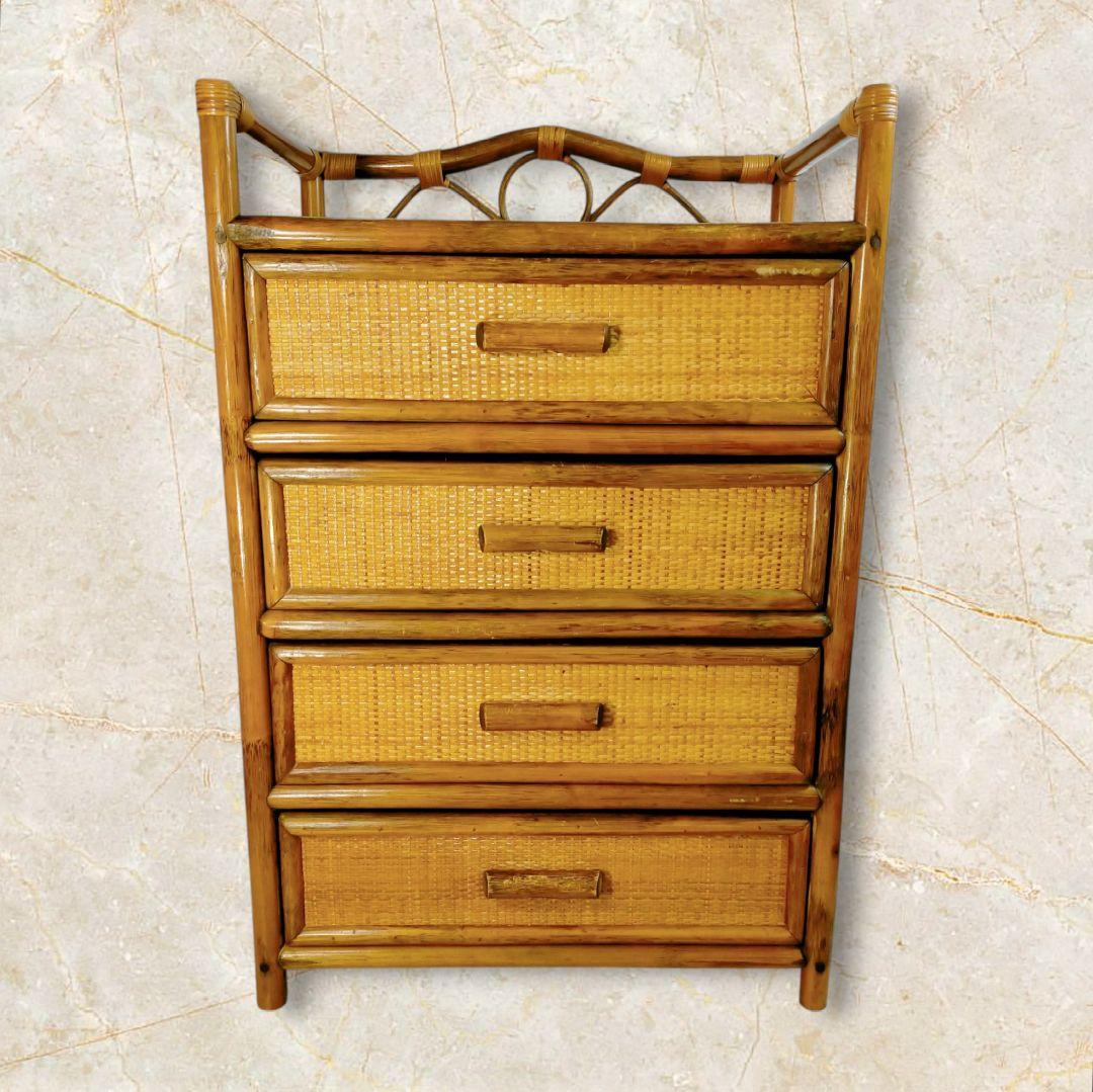 籐 ラタンチェスト 4段 収納 チェスト