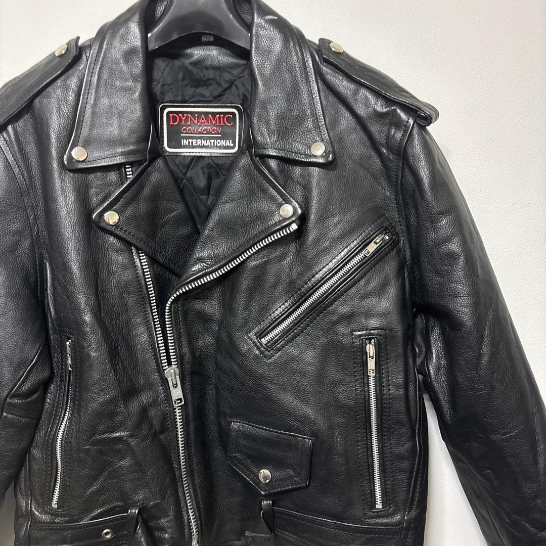 本革 ダブルライダース ブラックレザージャケット ヴィンテージ 38