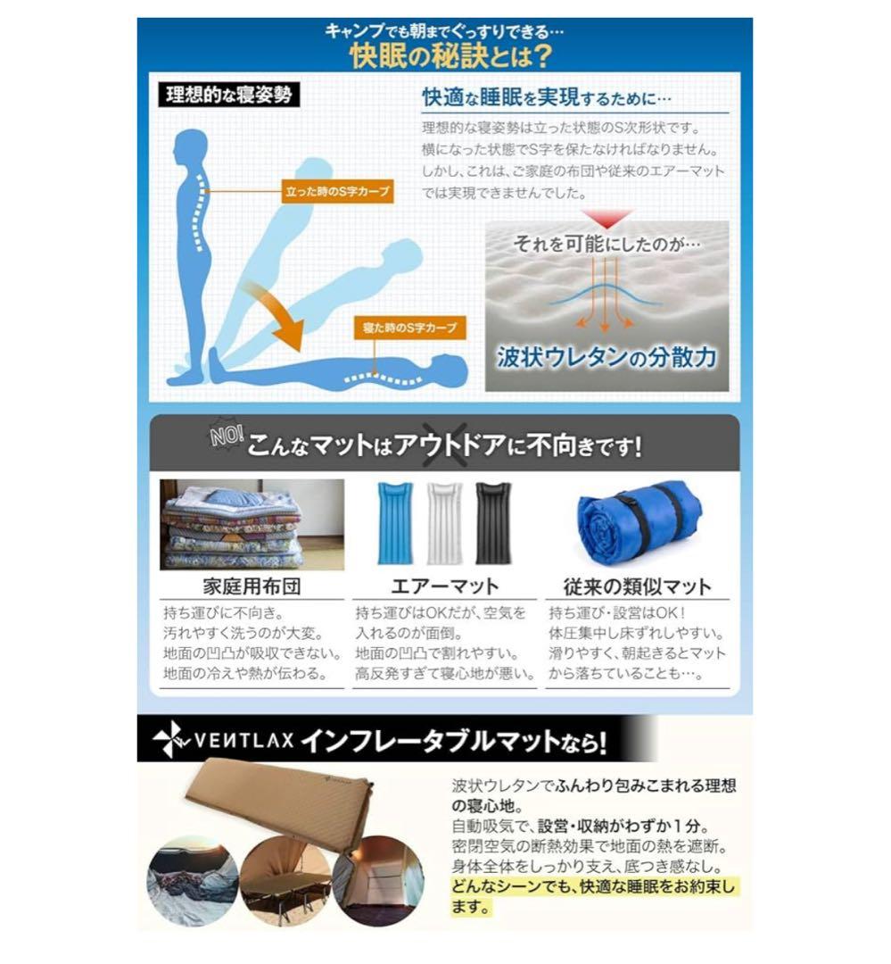 VENTLAX インフレータマット 190x66cm 2つ