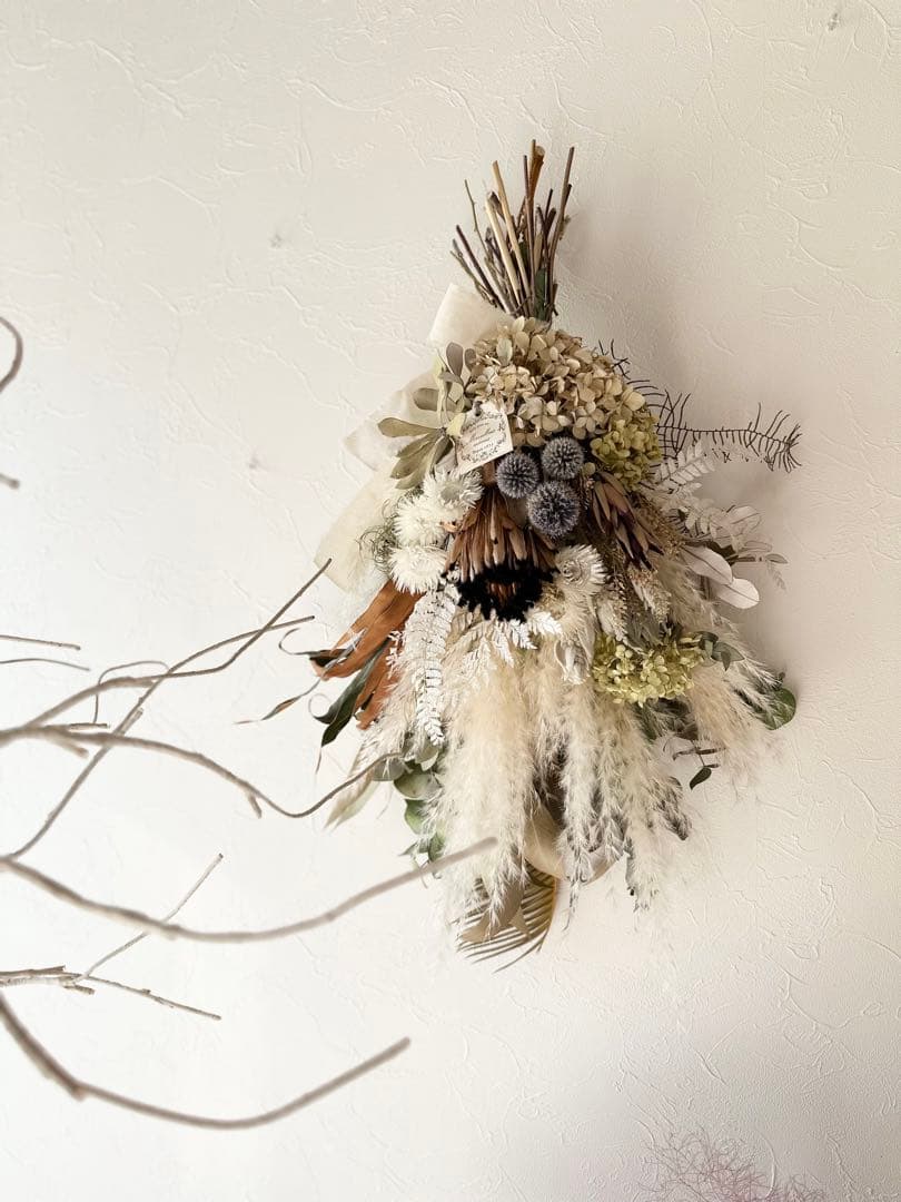 ＊プロテアとパンパスグラスのアンティークスワッグ＊　73㌢　ネイティブフラワー