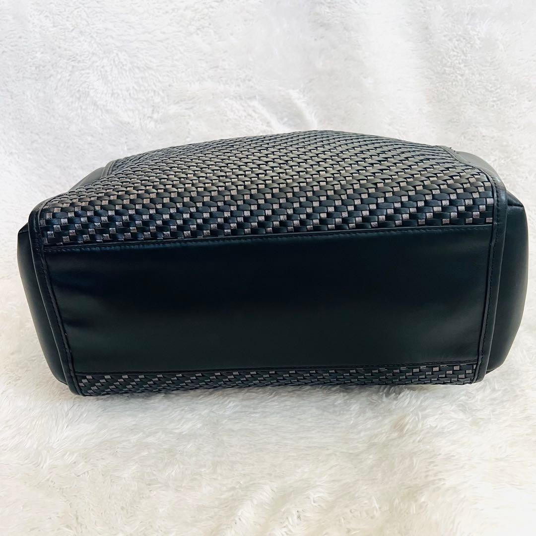 COACH コーチ トートバッグ メッシュ レザー ブラック