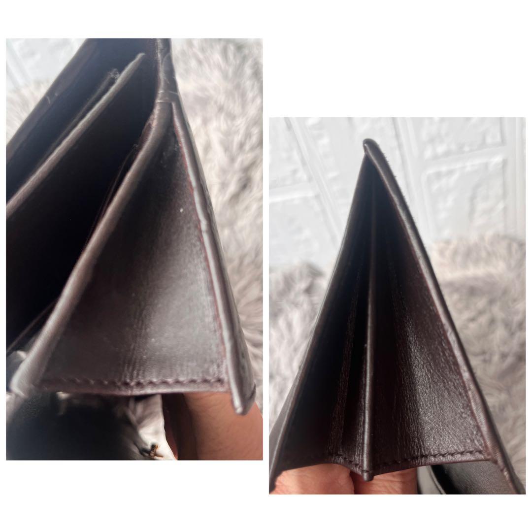 美品✨GUCCI シマ　シェリーライン　ダークブラウン　長財布　ロゴプレート